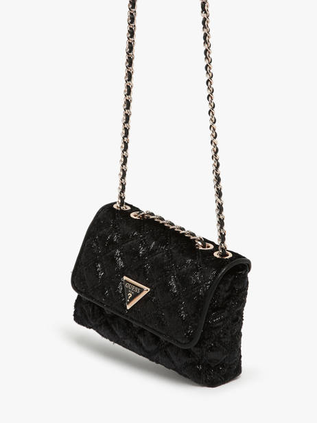 Cross Body Tas Giully Fluweel Guess Zwart giully QE874874 ander zicht 2